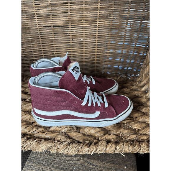 Vans Shoes - VANS Sk8-Hi Women's Burgundy White Suede Skateboarding‎ Sneakers Shoes Size 8